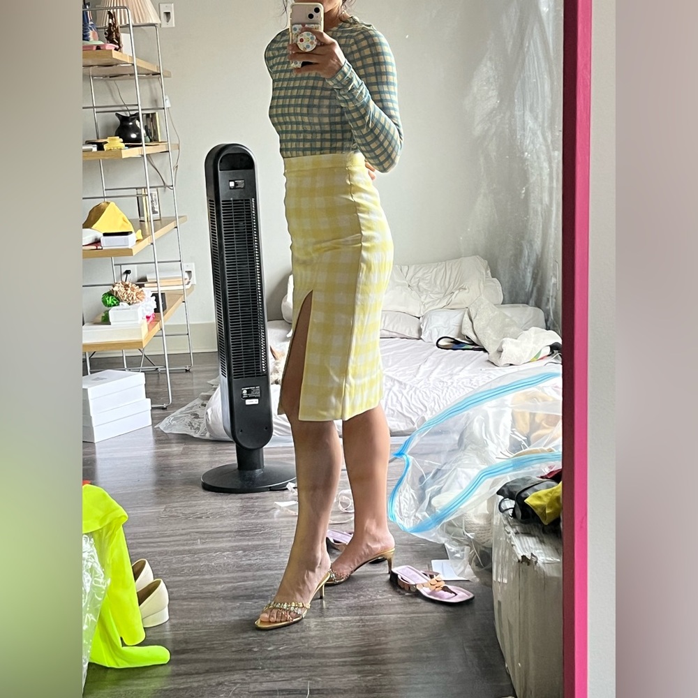 NOTFORSALE Christopher Kane SS2010 Yellow Silk Gingham Skirt UK8 (XS/S)